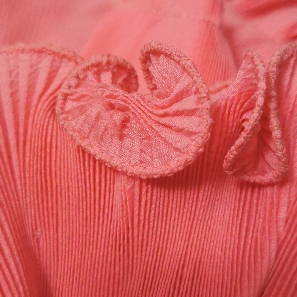 Vintage 1960s Blouse Pleated Jabot Pink Medium - Picture 7 of 7